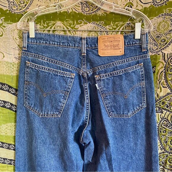 Rare 90's Levi's Blank White Tab 966 Medium Wash Ribcage Wide Leg Jeans … - Picture 8 of 16